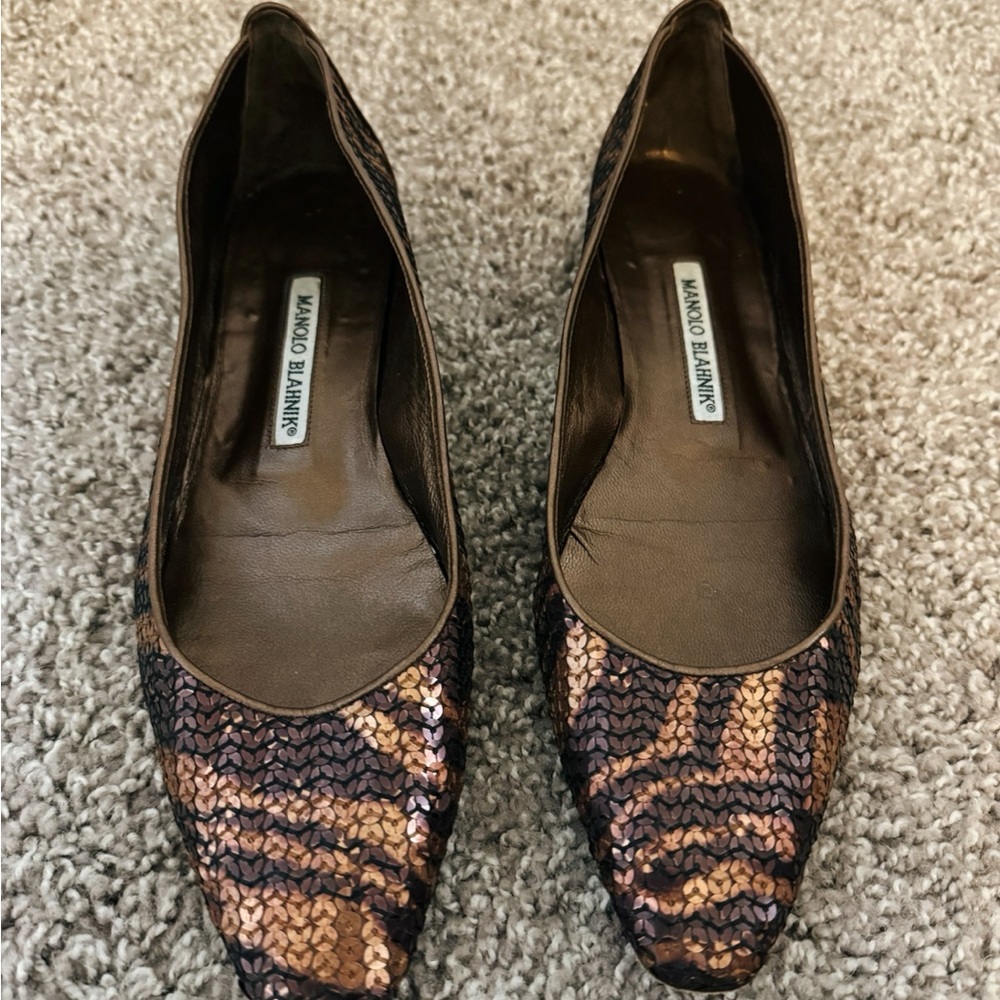 Manolo Blahnik Sequin Ballet Flats
